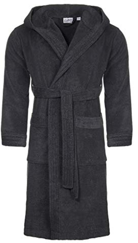 Class Home Collection Bademantel Damen & Herren mit Kapuze – 100% Baumwolle Frottee, weich, saugstark & lang – Unisex Morgenmantel für Spa & Zuhause – OEKO-TEX zertifiziert Anthrazit Gr. XXL