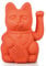 DONKEY Products - Lucky Cat Neon Orange Winkekatze | Japanische Deko-Katze in stylischem Neon-Farbton 15cm hoch