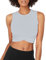 Fofitness Trainings-Shirt für Damen, kurz, Activewear, Rücken im Stil eines Ringer-Shirts. - Grau - X-Groß