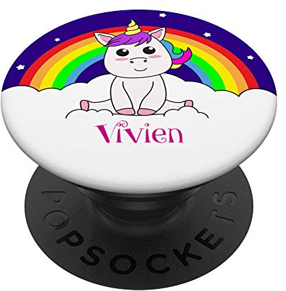 Vivien Name Geschenk - Süßes Einhorn Vivien - PopSockets Ausziehbarer Sockel und Griff für Smartphones und Tablets