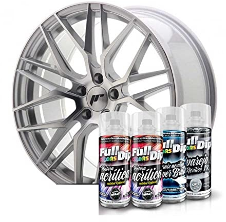 AutoFullCar - Pack Pintura ACRÍLICA para Llantas Brillo - Aparejo Pintura Y Barniz - Negro, Aluminio, Blanco, Azul Metalizado (Aluminio Metalizado Brillo)