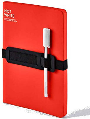 Nuuna Not White L Notizbuch, flach, recyceltes Leder, 16,5 x 21,6 cm, mit Stift, Rot
