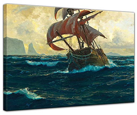 Bilderdepot24 Bild auf Leinwand | Michael Zeno Diemer - Der fliegende Holländer in 40x30 cm als Wandbild | Wand-deko Dekoration Wohnung alte Meister | NEU-181274-40x30-dfh