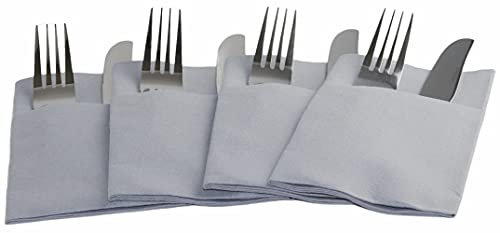 Grey Disposable Pocket Napkins Linen Feel Luxury Airlaid Paper 40cm Pack of 50