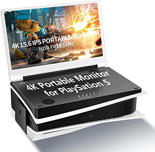 G-STORY 15,6 Zoll Tragbarer Monitor für PS5, UHD 4K Monitor IPS-Bildschirm für PS5(Nicht enthalten)mit Zwei HDMI, HDR, Freesync, Spielemodus, Reisemonitor für PS5