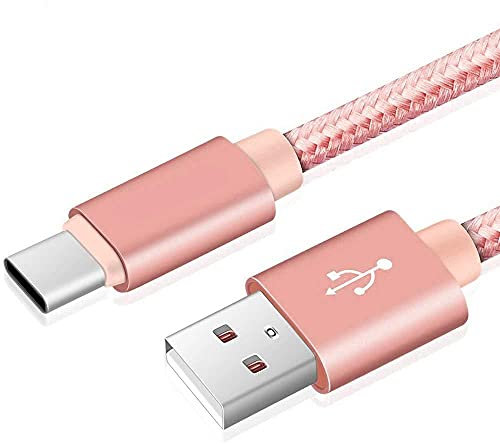 NWNK13 USB C Cable Type C Fast Charging Cable for For Nokia X20 / X10 / G20 / G10 Nylon Braided Android Phone Charger Lead Wire Sync Cord for Nokia 5.4/3.4/5.3/6.2/7.2 (3m, Rosepink)