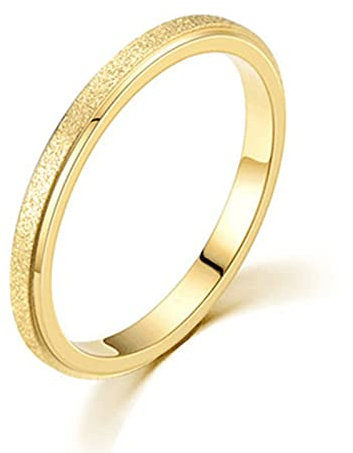 Gualiy Goldringe Damen, Eheringe aus 316L Edelstahl mit 2MM Matt Oberfläche Dünnes Band Ring für Frauen/Mädchen Gold, Größe 57 (18.1)
