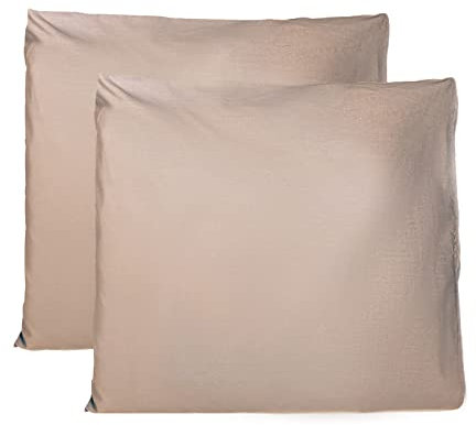 FARFALLAROSSA Taie Oreiller 100% Coton 65x65 CM Lot De 2, Taie d'oreiller Rectangulaire 100% Puro Coton avec Fermeture - Beige 2