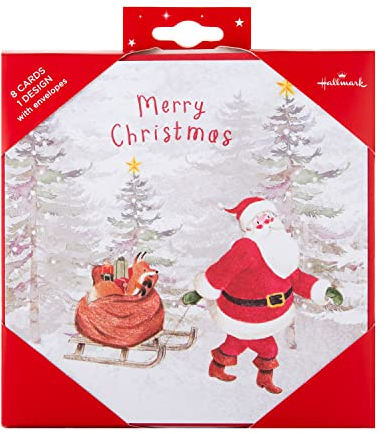 Hallmark Weihnachtskarten, 8 Stück in 1 Weihnachtsmann und Schlitten, 25572263
