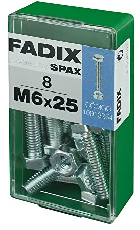 Box S 8 Stück Schraube Metallic Cab-Hex + Zink M 6 x 25 mm Fadix