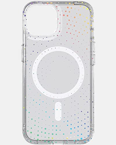 Tech21 Evo Sparkle Handyhülle für iPhone 14 - Kompatibel mit MagSafe - Einfache Telefonhülle - TPU und Antimikrobiall Material - Transparent/Glitzer - Wissenschaftlicherwiesen Fallshutz: 3,6m