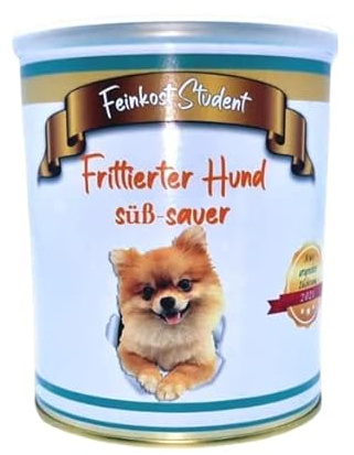 Frittierter Hund süß-sauer aus der Dose Scherzarktikel, Lustige Geschenkidee, Party-Brüller, Spaßgeschenk, Halloween, Geburtstagsgeschenk
