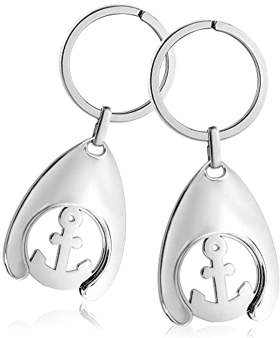 com-four® 2x porte-clés ancre dans la puce du panier, pendentif ancre avec puce amovible pour le panier (2 pièces - ancre)