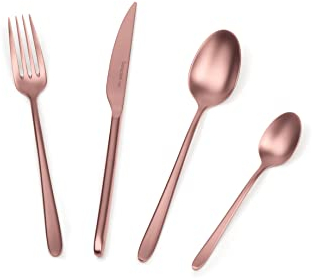 Barazzoni, Set di Posate da Tavola Malachite Bronzo, Versione Satinata, Monoblocco in acciaio inox 18/10, per 6 persone, 24 pezzi: 6 forchette, 6 cucchiai, 6 coltelli, 6 cucchiaini da tè