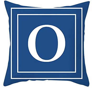 1 Kissenbezug 40x40cm, Kopfkissenbezug Blau Weiss Englisches Alphabet O Polyester Kopfkissenbezug Sitzkissen Dekokissen Couchkissen Dekoration