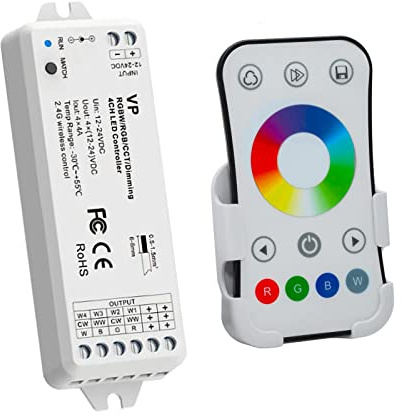 Planetitaly Centralina VP controller RGB multicolore RF 2.4Ghz 15A 4CH dimmer 12/24V dc 288W strisce luci LED con telecomando RGBW