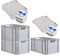 PROREGAL SuperSparSet 3x Eurobox NextGen Economy mit Scharnierdeckel & blauen Verschlüssen | Griffe offen | HxBxT 32x40x60cm | 65 Liter | Eurobehälter Transportbox Transportbehälter Stapelbehälter