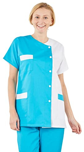 Hurry Jump Blouse médicale infirmière Aide soingante Aide à Domicile Couleurs Blanc Turquoise T5-52/54