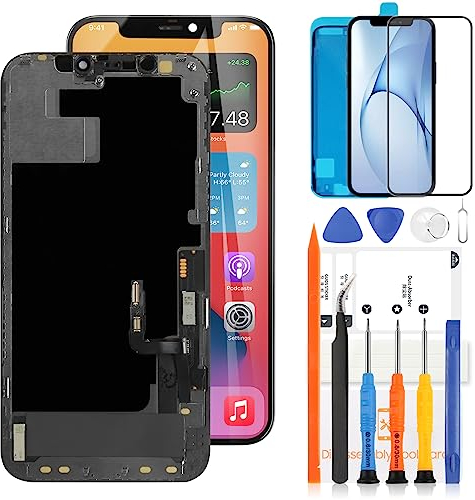 LADYSON Pantalla LCD para iPhone 12/12 PRO A2403, A2172, A2402, A2404 A2407, A2341, A2406, A2408 LCD Pantalla Táctil Digitalizador Kit de Reemplazo con Herramienta (6,1 Pulgadas)