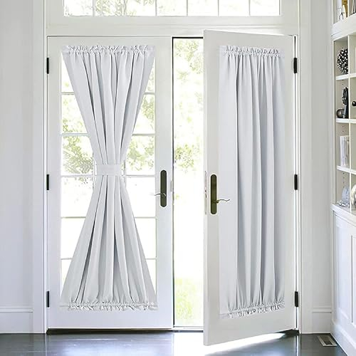 Devola Scheibengardinen Lang Tür Blickdicht French Türvorhang Küchengardine Modern Türgardine Balkontür Taschen Vorhang Verdunklungsvorhang Kurz BxH 86x183cm Weiß 1 Stück