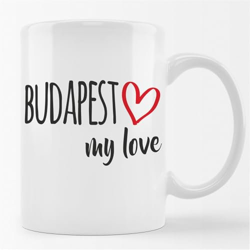 Huuraa Kaffeetasse Budapest my love Geschenk Tasse Weiß 330ml Budapest Geschenkidee