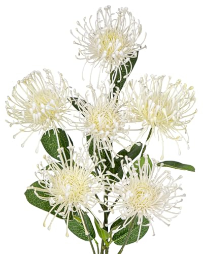 Kunstblumen Chrysanthemen Dekoration mit 6 Chrysanthemen Blütenköpfe 2er-Set Künstliche Spinnen Dekoration für Herbstdeko Heimdekoration, Hochzeit, Garten Party Dekoration Blumenarrangement, Beige