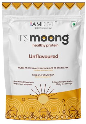 I Am Love Plant Protein Powder It’s Moong For Women And Men, Healthy Vegan Protein Powder With Moong And Brown Rice Isolate, 22 gm Protein/Serving, Easy To Digest, Gluten Free, No Preservative,