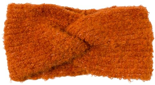 styleBREAKER Damen Strick Stirnband mit Rippstrickmuster und Twist Knoten, warmes Winter Haarband Boucle Optik, Headband 04026063, Farbe:Orange
