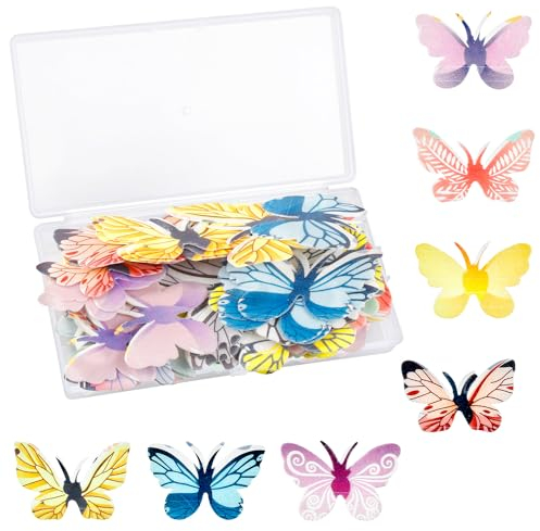 Rumyve70pcs of Edible Cake Decorations,Flower Cake Top Hat Wafer Paper,3D Colorful Flower Cake Decoration for Children's Birthday Party Cake Wall Decoration Supplies