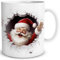 TRIOSK 3d Illusion Tasse Weihnachten mit Santa Weihnachtsmann bricht durch Becher Weihnachtsmotiv Geschenk lustig für Weihnachtsliebhaber Rot, Keramik, 330ml