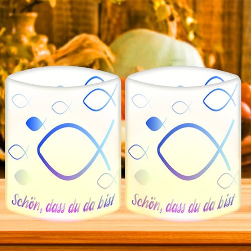 12 Lanterne Antivento a Forma di Pesce, Decorazione da Tavolo per Battesimo, Comunione, Cresima - Ragazza, Ragazzo - per Tealight e Candele