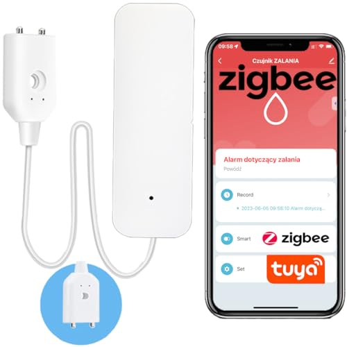 Sone Smart One ZigBee Wassersensor Tuya Wassermelder Gateway nötig | gateway nötig, kabelsonde, app alarm, batterie, küche, bad, keller, leckage