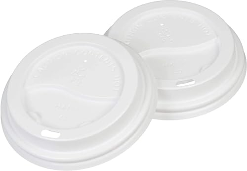 Nationwide Paper White 12oz Plastic Lids for Disposable Coffee Cups - Leak Proof, 100 Lids