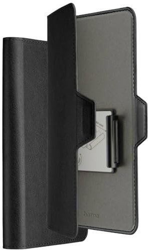 Hama Universal-Schutzhülle für Handys 7,5 x 15,3 cm Max, Klappetui mit integriertem Kartenfach, drehbar, Anti-Fingerabdruck, unsichtbarer Magnetverschluss, Schwarz