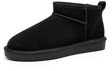 DREAM PAIRS FuzzyClassic Mini Stivale Stivali da Neve Donna Impermeabili Stivali Invernali Calda Stivali da Neve Antiscivolo Stivali Invernali,Size 37,Nero,SDSB2405W