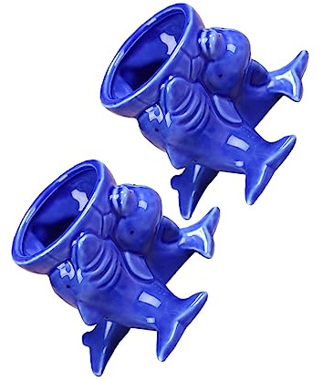 OFFSCH 1paio Vasi Ceramici Forma Di Delfino Per Piante Grasse e Portamatite Da Blu Decorazione Per Casa e Ufficio Design Unico e Capienza Elevata