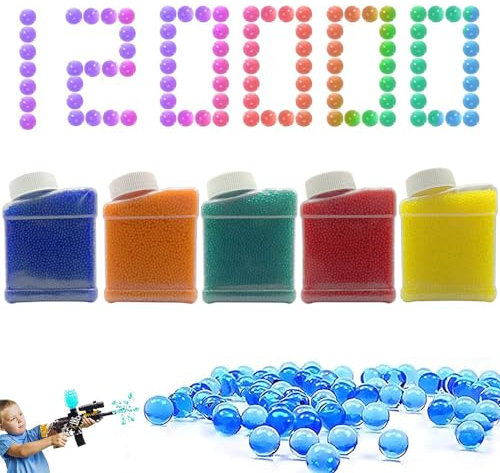 Gel Blaster Ammo 120000 Pcs, 5 Pack Gel Blaster Bullets 7-8mm Gel Splatter Water Bullets Refill Ammo for Gel Blaster Gun, Gel Ball Blaster, Electric Gel Ball GunBullets, Gel Gun Ammo