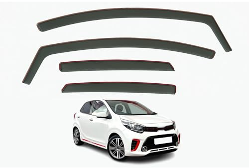 QMMMNH 4 Piece Windabweiser-Set, für Kia Picanto 5-Door Hatchback 2017 2018 2019 2020 2021 2022 Wind- und Regenabweiser, Seitenfensterabweiser, Schutzabdeckungen Zubehör