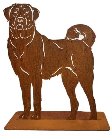 Terma Stahldesign Rost Hund Lebensgroß Handmade Germany Tolle Gartendeko aus Metall Figur Geschenk Rostfigur Gartenfigur, Hundegrab (Kangal)