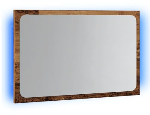 vidaXL Badspiegel mit LED-Leuchten Altholz-Optik 60x8,5x38 cm