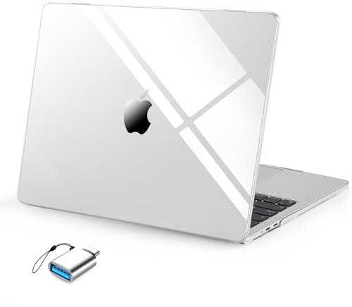 BlueSwan Coque Compatible avec MacBook Air 13 Pouces M4 M3 M2 2025 2024 2022 A2681 A3113 A3240, Mac 13,6 Housse de Protection Anti-Rayures, Étui Rigide Transparent - (Non Bord) Cristal Clair