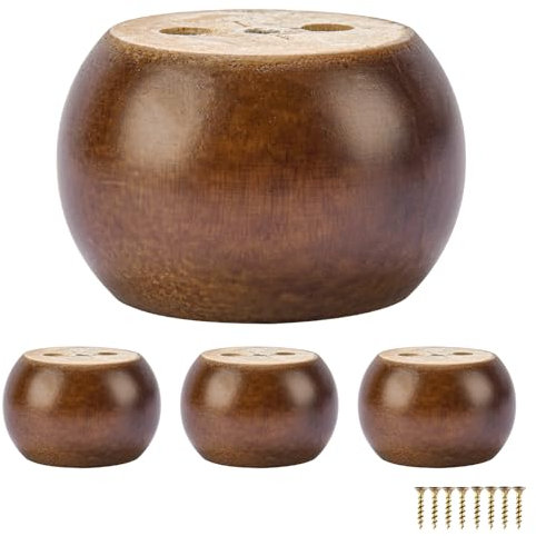 La Vane Lot de 4 pieds de meubles ronds en bois massif avec vis pour canapé, armoire, lit, commode - 5 cm