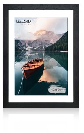 LEEJARD Bilderrahmen 40x60cm, Schwarz Fotorahmen Holzrahmen Mit Bruchsicherem Plexi-Glas Zum Senkrechten Oder Waagerechten, Portraitrahmen Mit Nahtloser Haken für Wandbehänge
