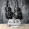 Papier Peint Intissé Gants De Boxe Vintage Gris 350x256 cm Papier Peint Panoramique Moderne, Papier Peint Mural Photo pour Salon, Chambre, Décor Fond TV