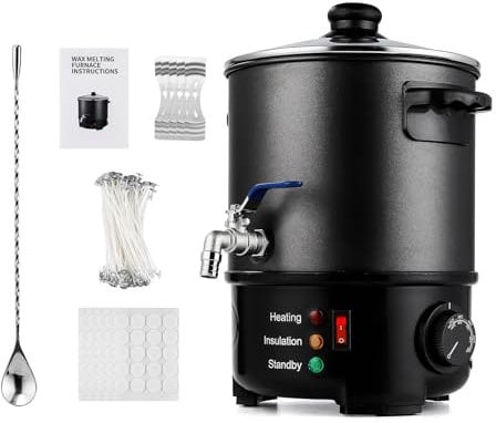 IeBilif Wax Melter for Candle Making, 6L Large Electric Wax Melting Pot, with Heating Core Brass Spout & Temp Control,Ideal for Small-Scale Commercial or Home Use