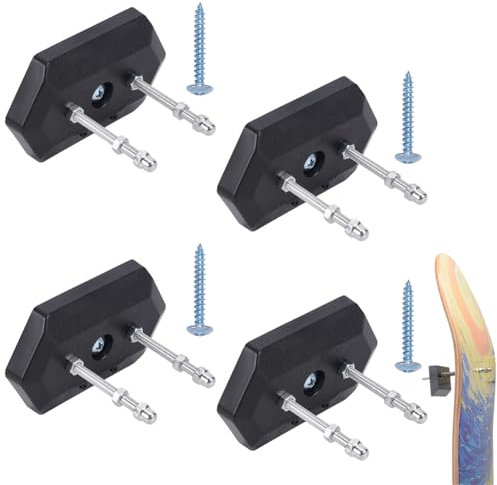 FINGERINSPIRE 4 Set Skateboard Wandhalterung Aus Kunststoff Aufbewahrungshalter Für Skateboards Snowboard Wandhalterung Display Schwarze Wandhalterung Rack Aufhänger Snowboards Roller Longboards