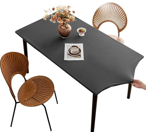 Tischdecke rutschfeste mit Gummizug, Polyester Abwischbar Tischdecke, Elastisch Wasserdicht Schmutzabweisend Tischdecken für Esstisch, Garten, innen, draußen(Gray,60 x 120 cm)