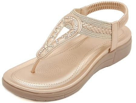 Allbestop Sandales Fille,Mules Femme Compensees et Nu-Pieds Mule Été Chaussures Pieds Sensibles Femmes Tongs pour Plage/Ville(Or rose,39)