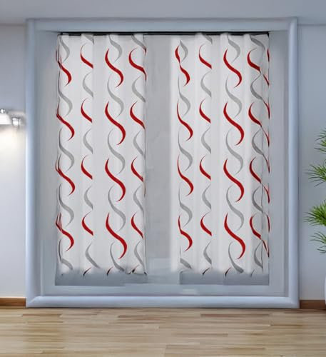 Home Tresor - Coppia Tende a Vetro Moderne per Interni Tendine a Onde Colorate per Finestra e Portafinestra Cucina Camera Salotto mod. Debora - Beige, 70x240 cm