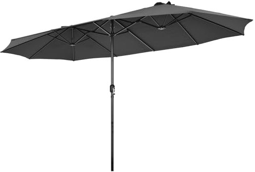 COSTWAY Doppelsonnenschirm 470x280cm, Sonnenschirm Groß XXL, UV Schutz, Gartenschirm Terrassenschirm mit Handkurbel, Marktschirm für Garten, Terrasse & Pool, Anthrazit